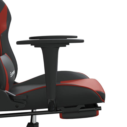 Gamingstol med fotstöd svart och vinröd konstläder