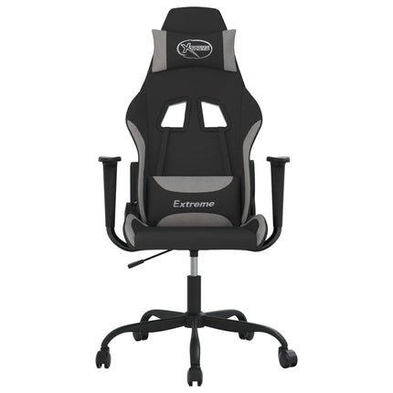 gamingstol svart och ljusgrå tyg