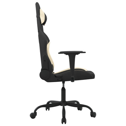 Gamingstol med fotstöd svart och gräddvit tyg