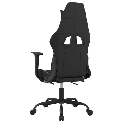 Gamingstol med fotstöd svart och gräddvit tyg