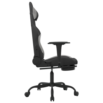 Gamingstol med fotstöd svart och ljusgrå tyg