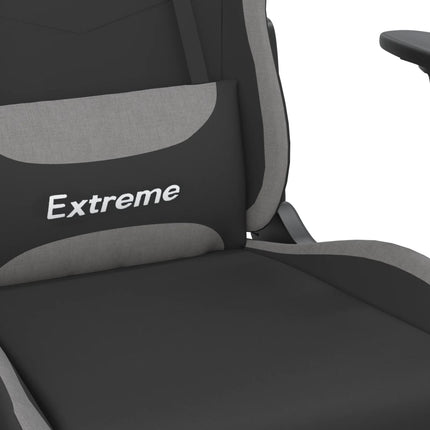 Gamingstol med fotstöd svart och ljusgrå tyg