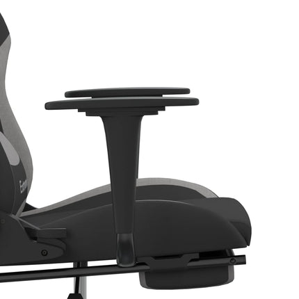 Gamingstol med fotstöd svart och ljusgrå tyg
