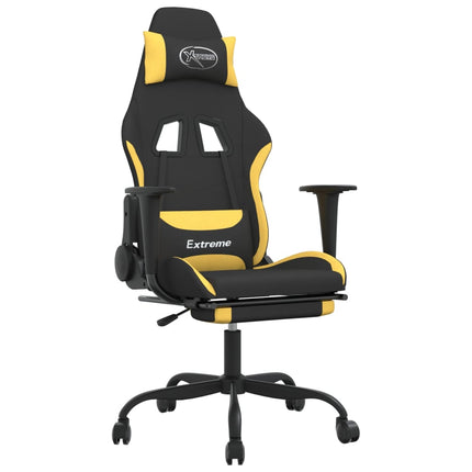 Gamingstol med fotstöd svart och gul tyg