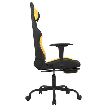 Gamingstol med fotstöd svart och gul tyg