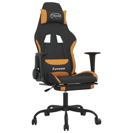 Gamingstol med fotstöd svart och orange tyg