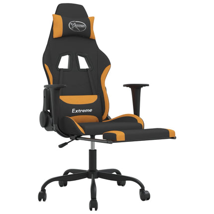 Gamingstol med fotstöd svart och orange tyg