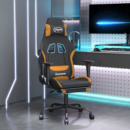Gamingstol med fotstöd svart och orange tyg