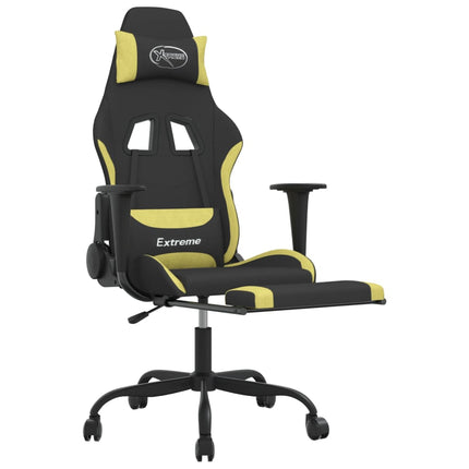 Gamingstol med fotstöd svart och ljusgrön tyg