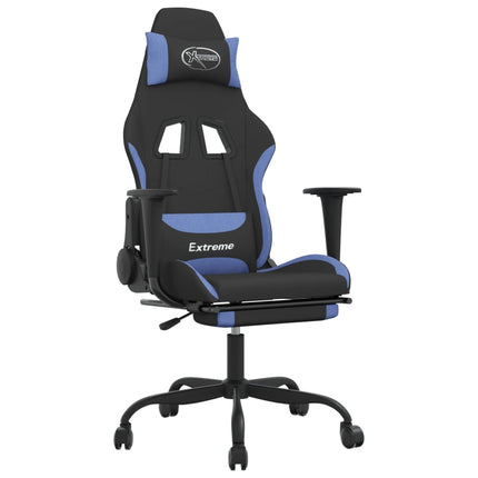 Gamingstol med fotstöd svart och blå tyg