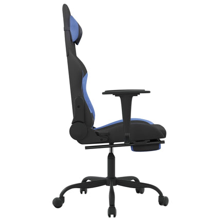 Gamingstol med fotstöd svart och blå tyg
