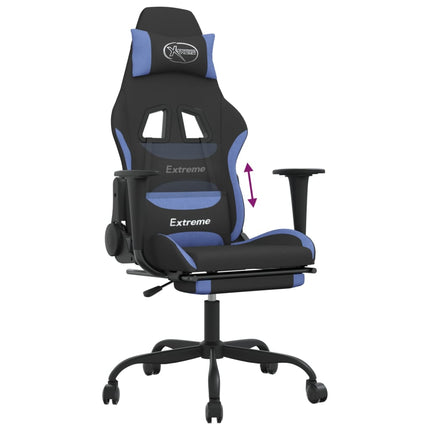 Gamingstol med fotstöd svart och blå tyg