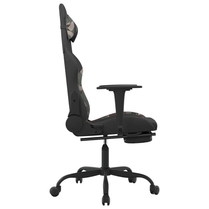 Gamingstol med fotstöd svart och kamouflage tyg