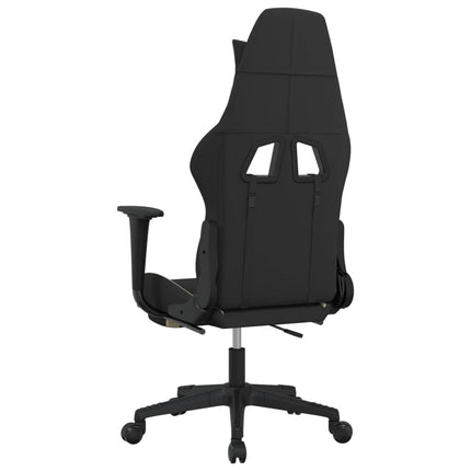Gamingstol med fotstöd svart och gräddvit tyg