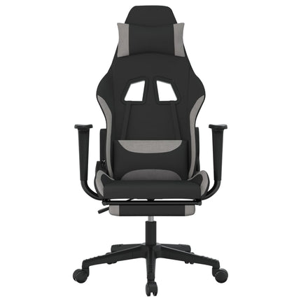 Gamingstol med fotstöd svart och ljusgrå tyg