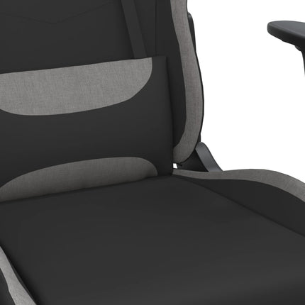 Gamingstol med fotstöd svart och ljusgrå tyg