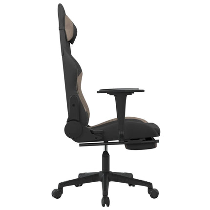 Gamingstol med fotstöd svart och taupe tyg