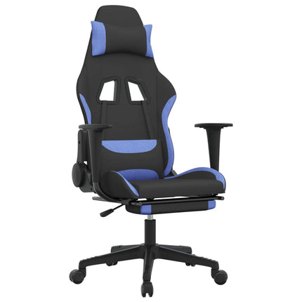 Gamingstol med fotstöd svart och blå tyg