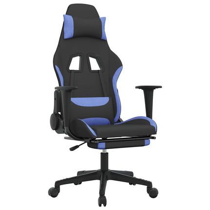 Gamingstol med fotstöd svart och blå tyg
