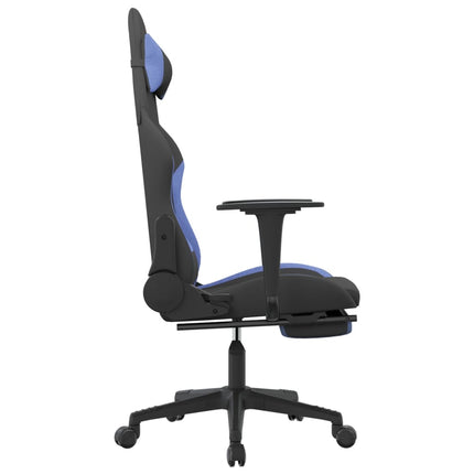 Gamingstol med fotstöd svart och blå tyg