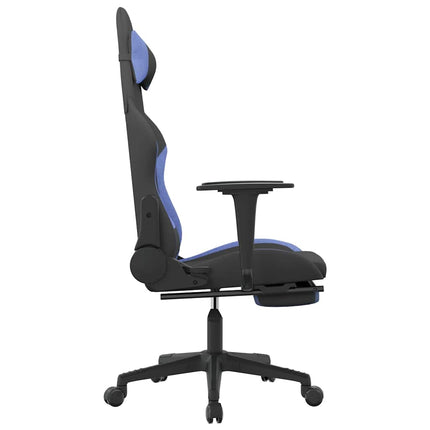 Gamingstol med fotstöd svart och blå tyg