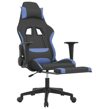 Gamingstol med fotstöd svart och blå tyg