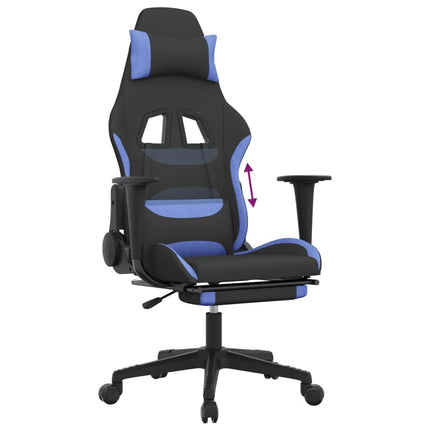 Gamingstol med fotstöd svart och blå tyg