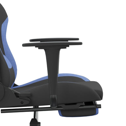 Gamingstol med fotstöd svart och blå tyg