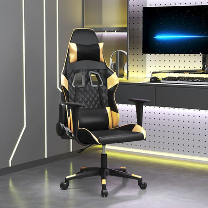 Gamingstol svart och guld konstläder