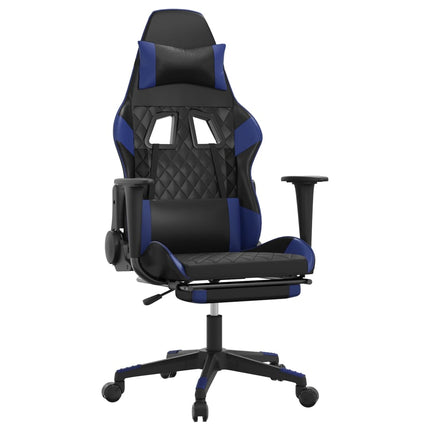 Gamingstol med fotstöd svart och blå konstläder