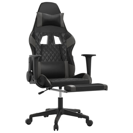 Gamingstol med fotstöd svart och grå konstläder