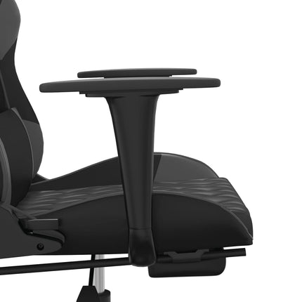 Gamingstol med fotstöd svart och grå konstläder