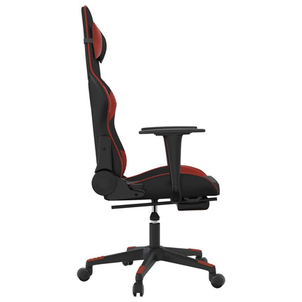 Gamingstol med fotstöd svart och vinröd konstläder