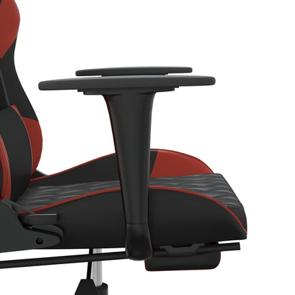 Gamingstol med fotstöd svart och vinröd konstläder