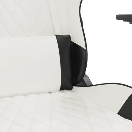 Gamingstol med fotstöd vit och svart konstläder