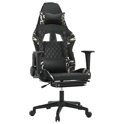 Gamingstol med fotstöd svart och kamouflage konstläder