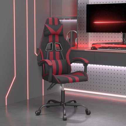 Gamingstol svart och vinröd konstläder