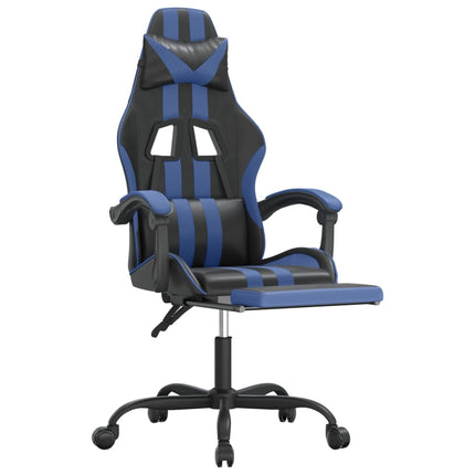Gamingstol med fotstöd svart och blå konstläder