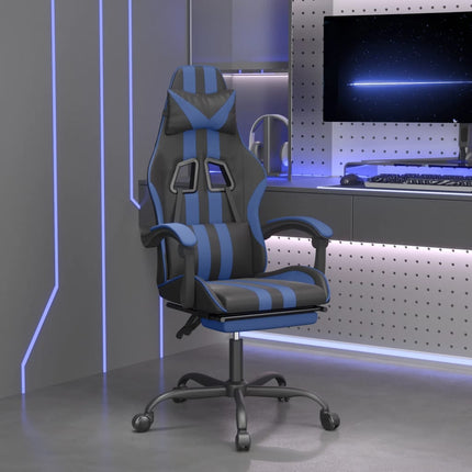 Gamingstol med fotstöd svart och blå konstläder