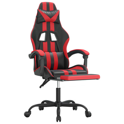 Gamingstol med fotstöd svart och röd konstläder