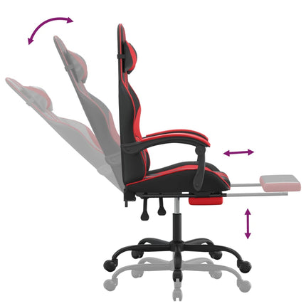 Gamingstol med fotstöd svart och röd konstläder