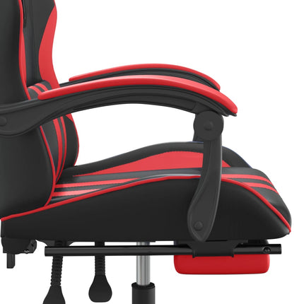 Gamingstol med fotstöd svart och röd konstläder