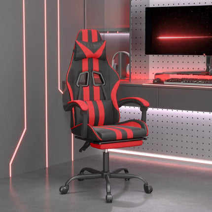 Gamingstol med fotstöd svart och röd konstläder