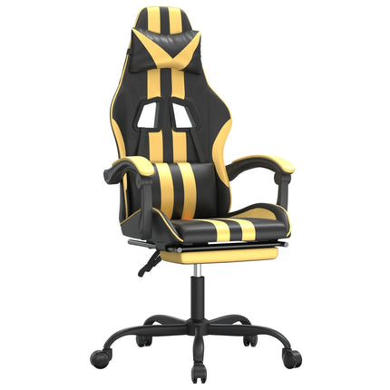 Gamingstol med fotstöd svart och guld konstläder