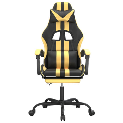 Gamingstol med fotstöd svart och guld konstläder