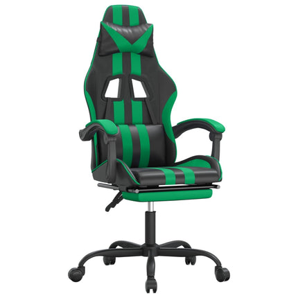 Gamingstol med fotstöd svart och grön konstläder