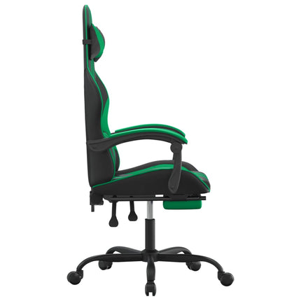 Gamingstol med fotstöd svart och grön konstläder
