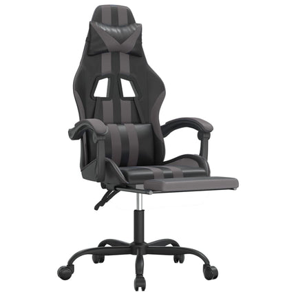 Gamingstol med fotstöd svart och grå konstläder