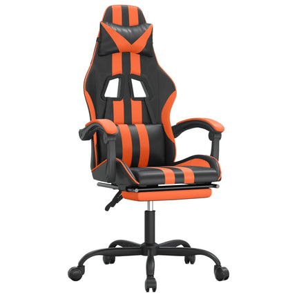 Gamingstol med fotstöd svart och orange konstläder