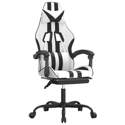 Gamingstol med fotstöd vit och svart konstläder
